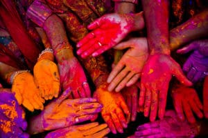 Holi festival hands in India