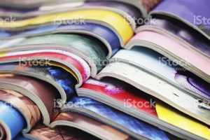 stack of magazines to denote titles