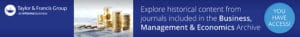 Taylor & Francis Journal Collections Business, Management & Economics Banner