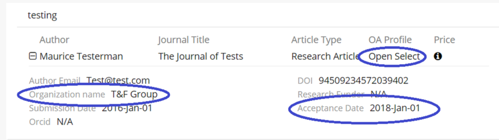article eligibility on Research Dashboard